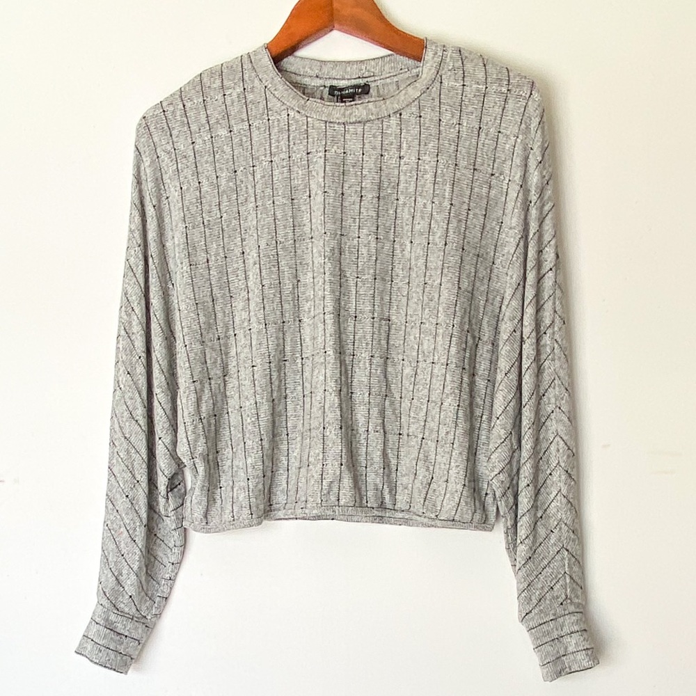 2/$25- ✨XS Dynamite Grey/Black Stripe Batwing✨ADD ON $60➕